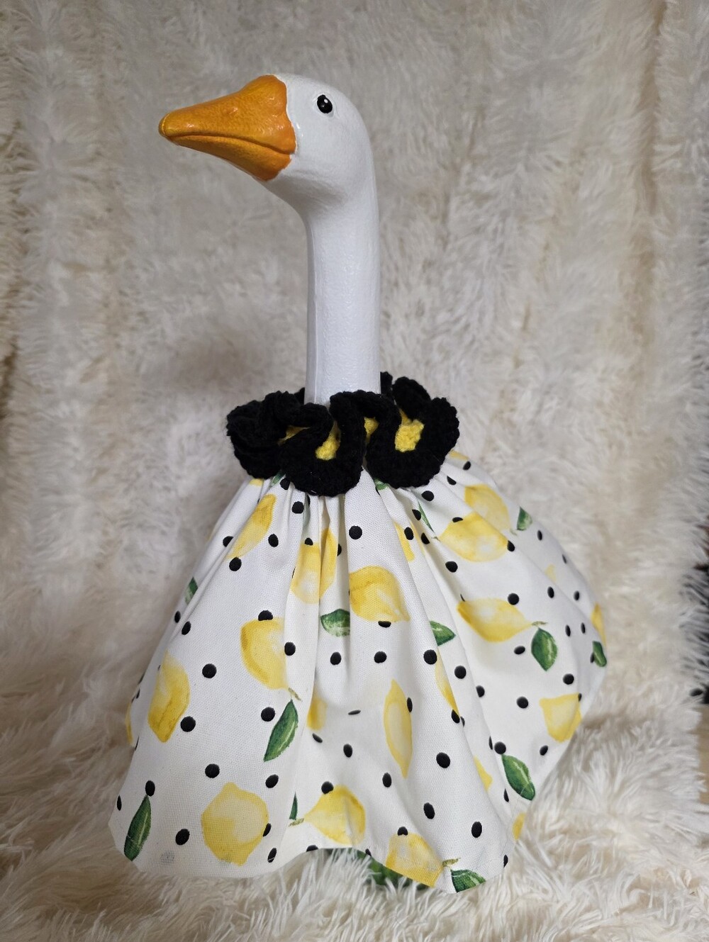 19" Handmade Lemon-Print Skirt With Ruffle Collar